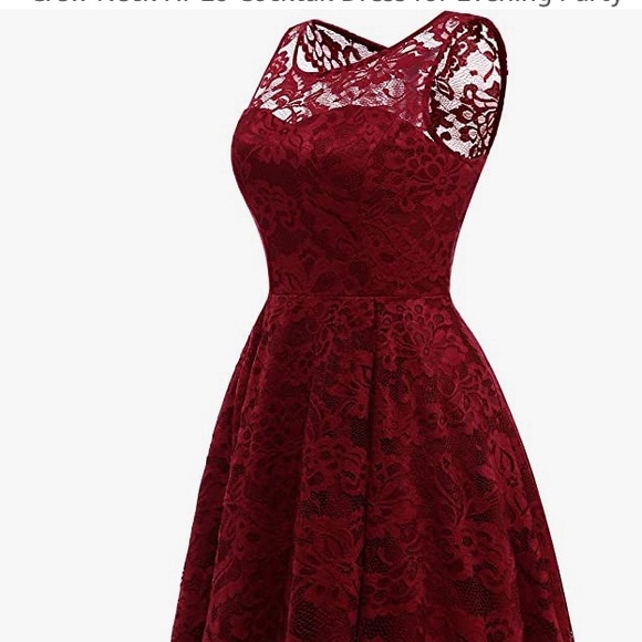 Maudress Dress in deep crimson with Soft lace overlay - Picture 2 of 9